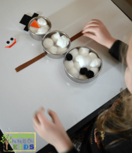 Build a snowman busy bag for preschoolers, perfect winter quiet activity