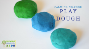 Calming no-cook play dough recipe using essential oils.