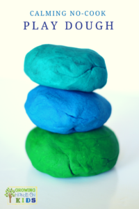 Calming no-cook play dough recipe using essential oils.