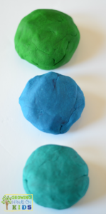 Calming no-cook play dough recipe using essential oils.