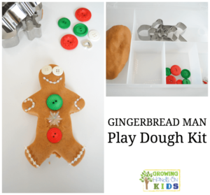 Gingerbread man play dough kit, perfect for quiet time or a gift for preschoolers.