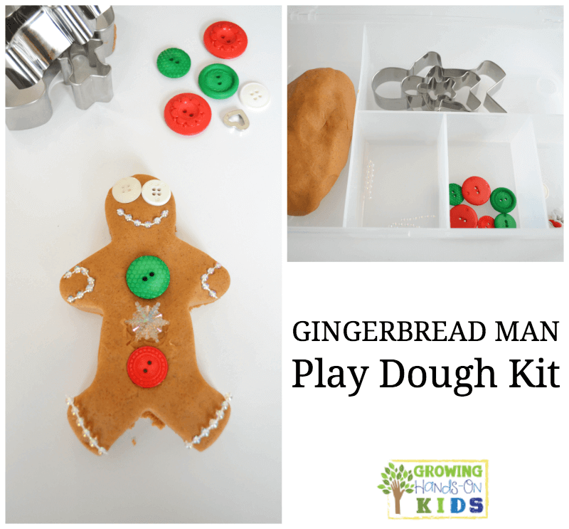 Gingerbread man play dough kit, perfect for quiet time or a gift for preschoolers. 