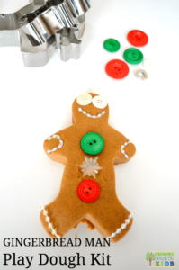 Gingerbread man play dough kit, perfect for quiet time or a gift for preschoolers.