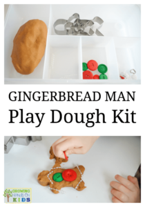 Gingerbread man play dough kit, perfect for quiet time or a gift for preschoolers.