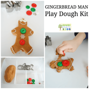 Gingerbread man play dough kit, perfect for quiet time or a gift for preschoolers.