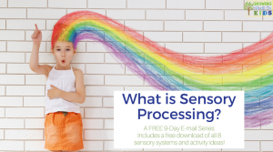 What is sensory processing? A free email series with free printable download for parents, teachers, and therapists.