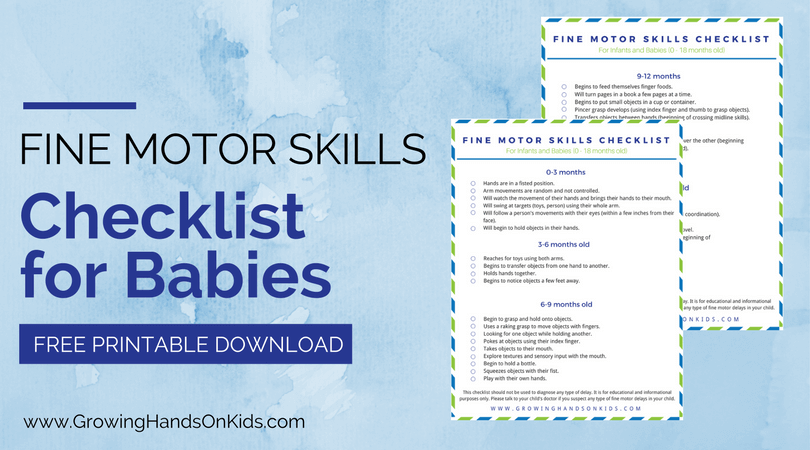 Fine Motor Skills Checklist for Babies (0 – 18 months old)