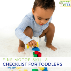 Fine motor skills checklist for toddlers (ages 18 months to 36 months).