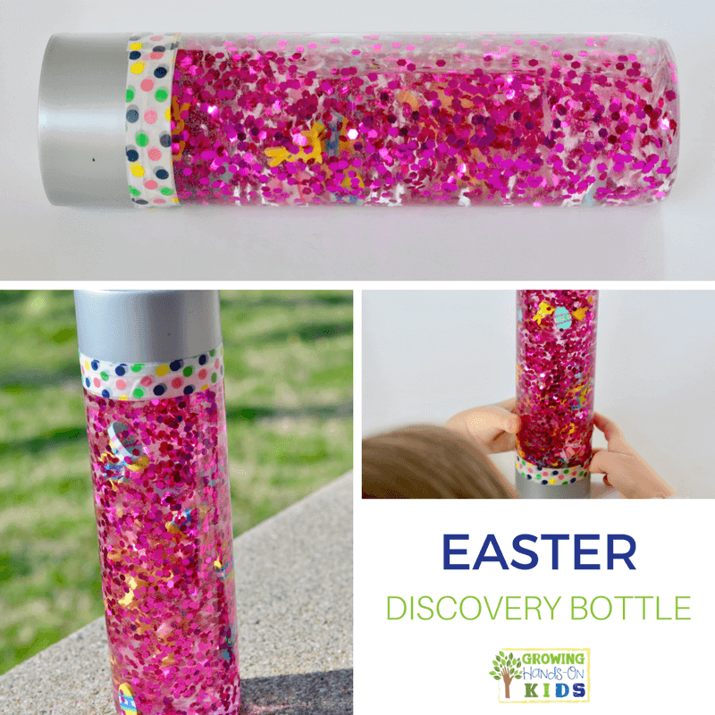 Easter Themed Discovery Bottle for kids. 