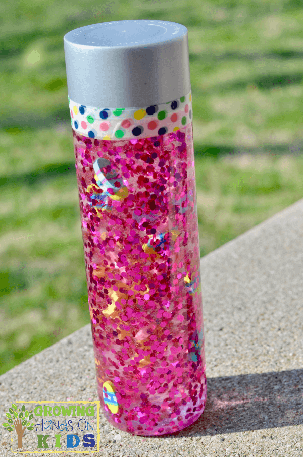 Easter Themed Discovery Bottle for kids.