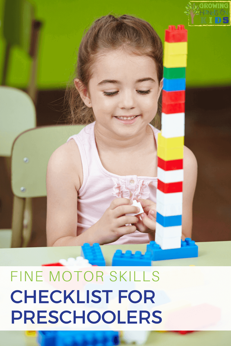 fine motor skills checklist for preschoolers