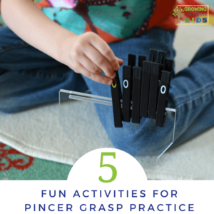 5 fun activities for pincer grasp practice with preschoolers.