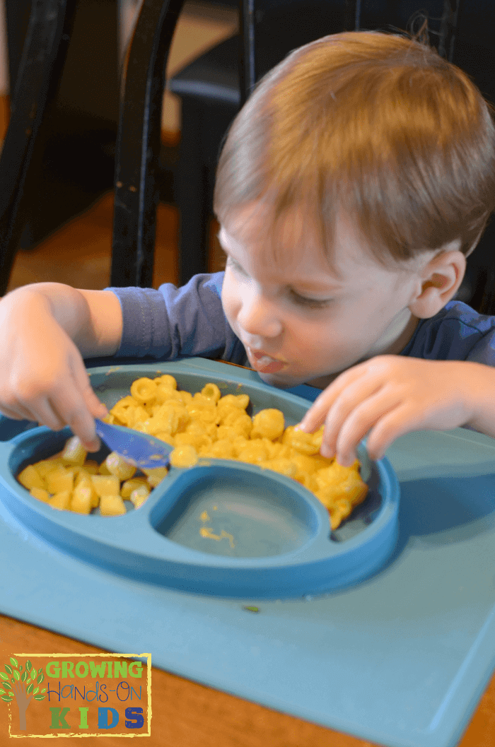 Encouraging independent feeding skills with EZ-PZ products.