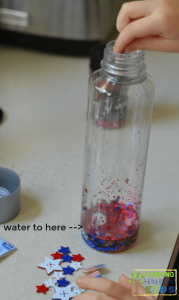 4th of July Discovery Bottle for Kids.