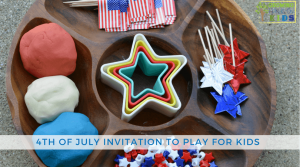 4th of July Invitation to Play with play dough for kids.