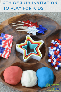 4th of July Invitation to Play with play dough for kids.