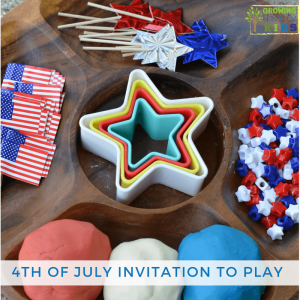 4th of July Invitation to Play with play dough for kids.