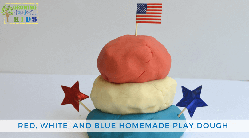 Red, White, and Blue Homemade Play Dough