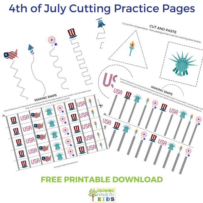 4th of July Cutting Practice Pages