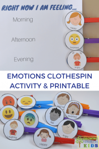 Emotions Clothespin Activity Chart, includes a free printable!