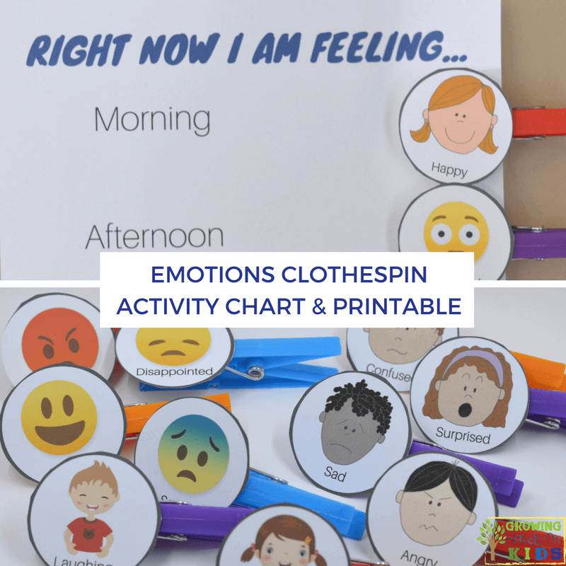 Emotions Clothespin Activity Chart, includes a free printable!