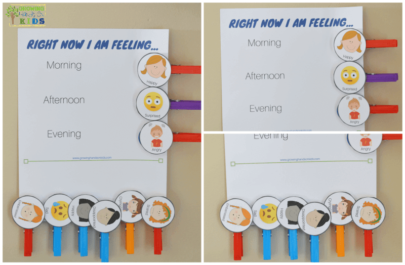 Emotions Clothespin Activity Chart, includes a free printable!