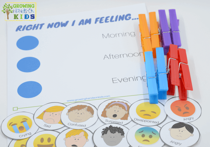 Emotions Clothespin Activity Chart, includes a free printable!