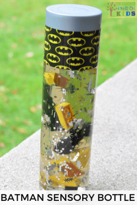 Batman Sensory Bottle for sensory play.