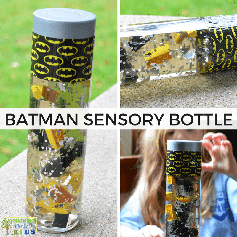 Batman Sensory Bottle for sensory play.