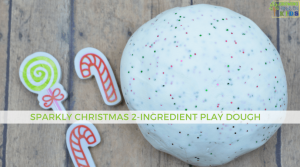 Sparkly Christmas 2-Ingredient Play Dough Recipe for sensory play.