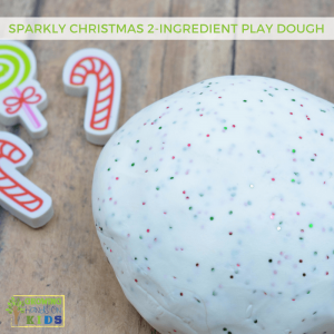 Sparkly Christmas 2-Ingredient Play Dough Recipe for sensory play.