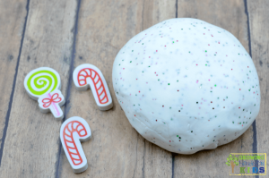 Sparkly Christmas 2-Ingredient Play Dough Recipe for sensory play.