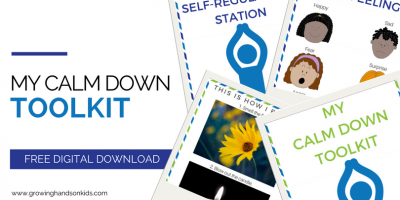 Calm down toolkit for kids. Includes my calm down station toolkit printable.