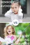 Sensory avoiding vs. sensory seeking behaviors in children.