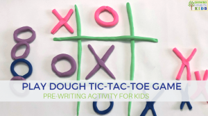 Play dough tic-tac-toe game. Pre-writing activity for kids.