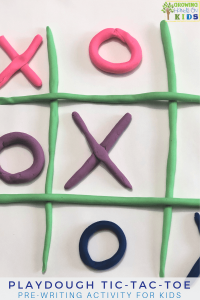 Play dough tic-tac-toe game. Pre-writing activity for kids.