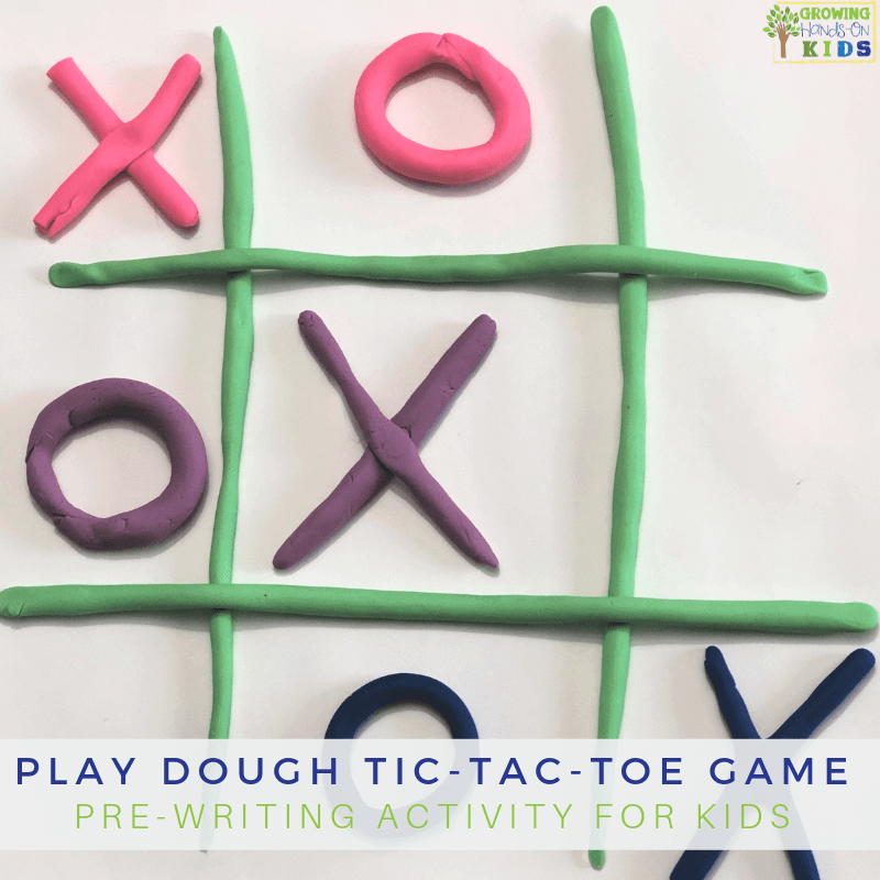 Play dough tic-tac-toe game. Pre-writing activity for kids. 
