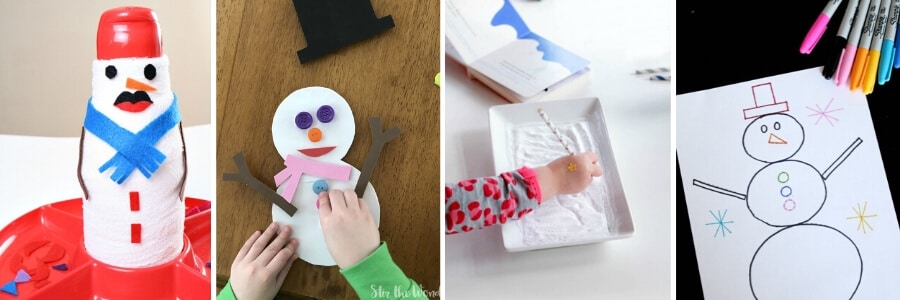 collage of winter themed fine motor activities for kids