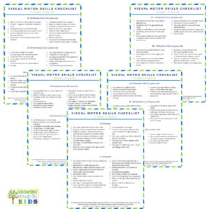 collage of visual motor checklist pages.