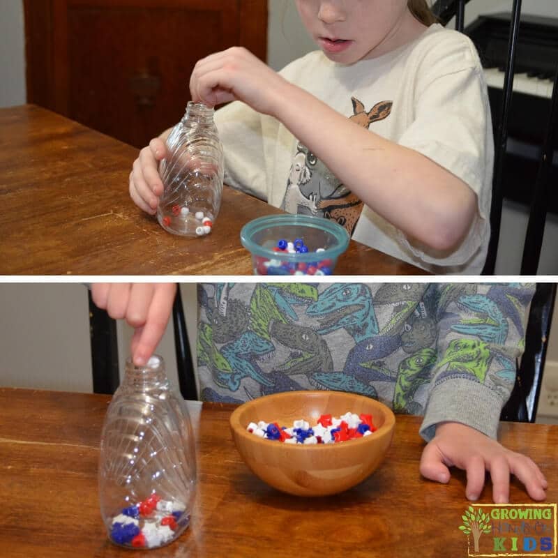 Beads in a Waterbottle Fine Motor Busy Bag