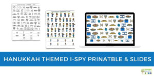 Collage of Hanukkah themed i-spy pages.