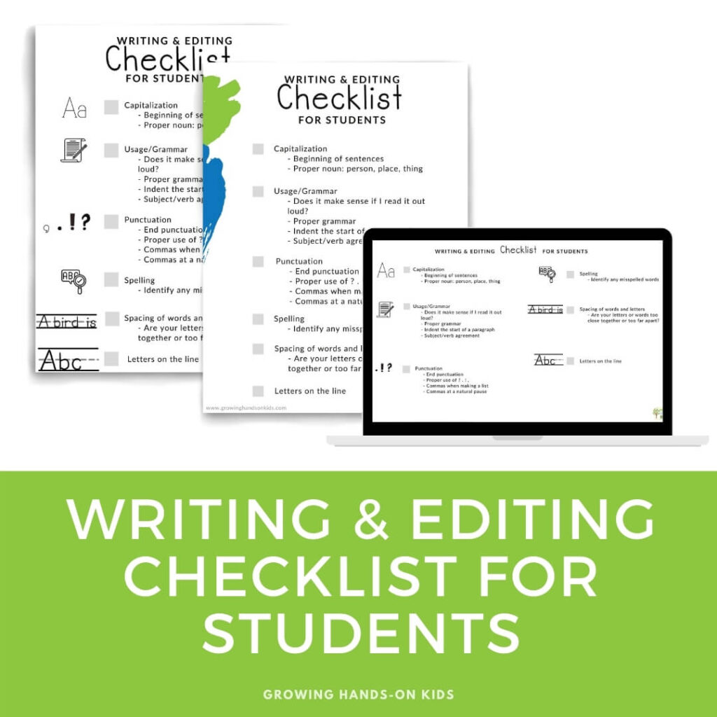 writing checklist printable