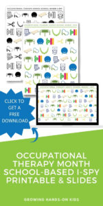 collage of occupational therapy themed i-spy pages.