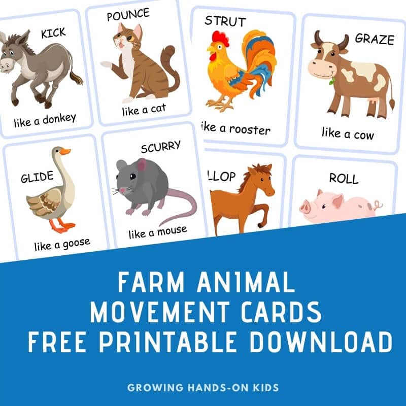 Farm Animal Movement Cards Free Printable Growing Hands On Kids