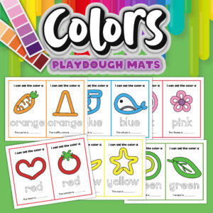 collage of colors play dough mats templates.