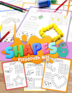 Collage of shapes play dough mat templates. 
