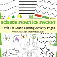 Scissor Practice Packet for preschool through 1st grade, 32 cutting practice pages.