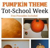 Pumpkin theme tot-school week activities for ages 2-4. Free Printables included!